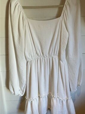Altar'd State White Long Sleeve Peasant Dress